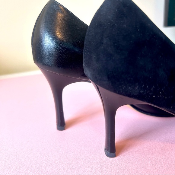 Black Italian Leather & Suede 3” Pumps - Picture 9 of 10